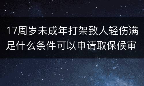 17周岁未成年打架致人轻伤满足什么条件可以申请取保候审的