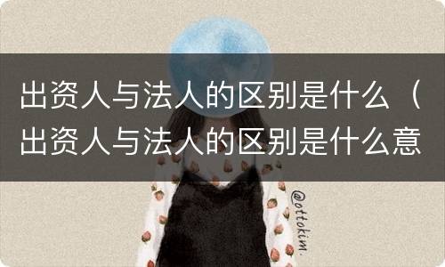 出资人与法人的区别是什么（出资人与法人的区别是什么意思）