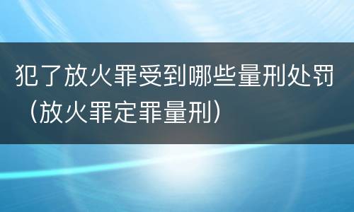 犯了放火罪受到哪些量刑处罚（放火罪定罪量刑）