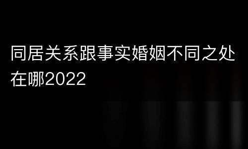 同居关系跟事实婚姻不同之处在哪2022