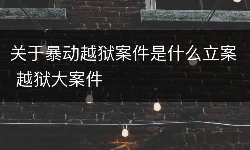 关于暴动越狱案件是什么立案 越狱大案件