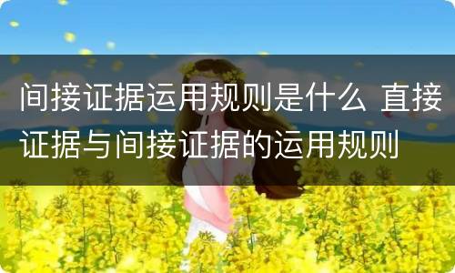 间接证据运用规则是什么 直接证据与间接证据的运用规则