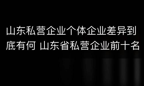 山东私营企业个体企业差异到底有何 山东省私营企业前十名