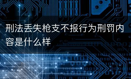 刑法丢失枪支不报行为刑罚内容是什么样
