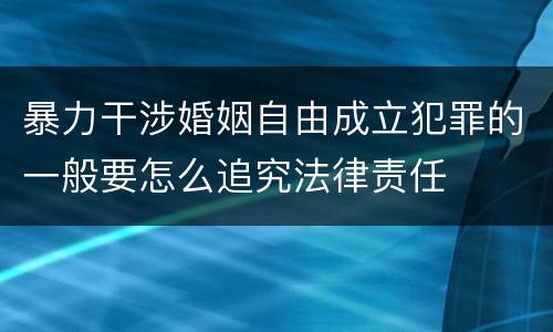 暴力干涉婚姻自由成立犯罪的一般要怎么追究法律责任
