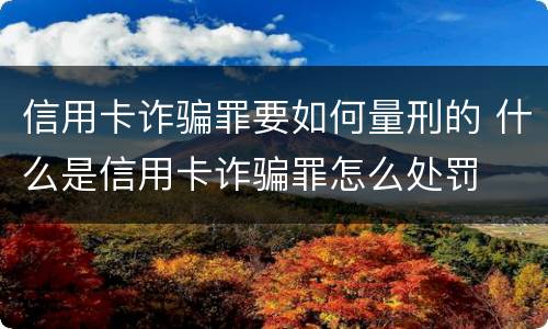 信用卡诈骗罪要如何量刑的 什么是信用卡诈骗罪怎么处罚