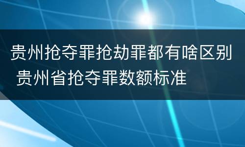 贵州抢夺罪抢劫罪都有啥区别 贵州省抢夺罪数额标准