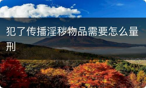 犯了传播淫秽物品需要怎么量刑
