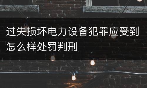 过失损坏电力设备犯罪应受到怎么样处罚判刑