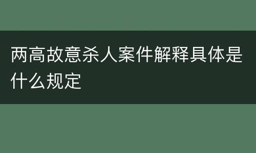 两高故意杀人案件解释具体是什么规定