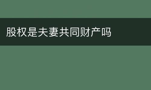 股权是夫妻共同财产吗