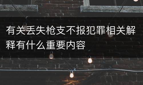 有关丢失枪支不报犯罪相关解释有什么重要内容