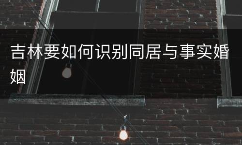 吉林要如何识别同居与事实婚姻