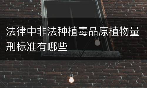 法律中非法种植毒品原植物量刑标准有哪些