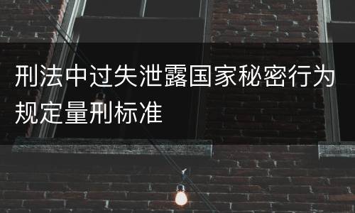 刑法中过失泄露国家秘密行为规定量刑标准