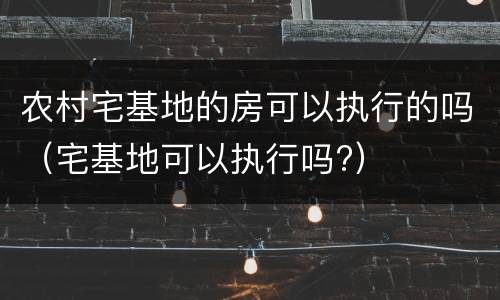 农村宅基地的房可以执行的吗（宅基地可以执行吗?）