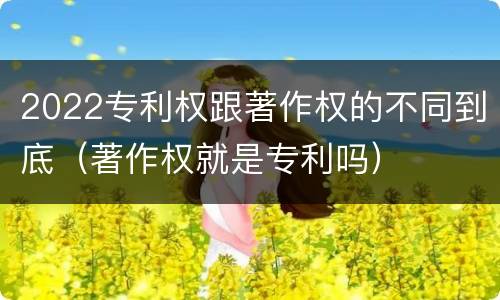 2022专利权跟著作权的不同到底（著作权就是专利吗）