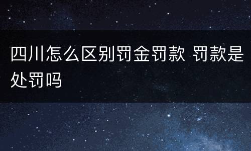 四川怎么区别罚金罚款 罚款是处罚吗