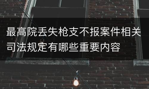 最高院丢失枪支不报案件相关司法规定有哪些重要内容