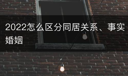 2022怎么区分同居关系、事实婚姻