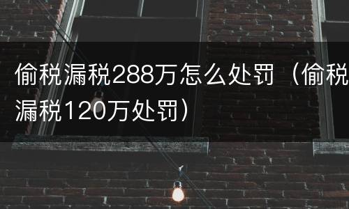 偷税漏税288万怎么处罚（偷税漏税120万处罚）
