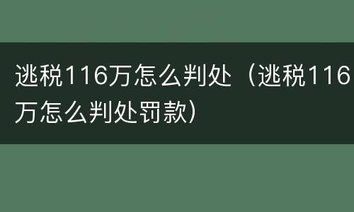 逃税116万怎么判处（逃税116万怎么判处罚款）