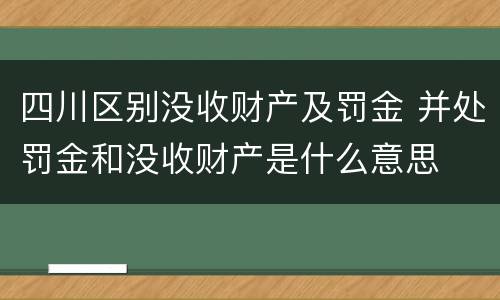 四川区别没收财产及罚金 并处罚金和没收财产是什么意思