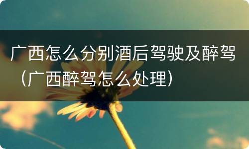 广西怎么分别酒后驾驶及醉驾（广西醉驾怎么处理）