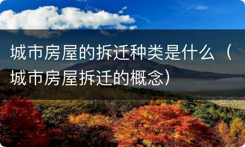 城市房屋的拆迁种类是什么（城市房屋拆迁的概念）