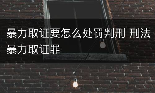 暴力取证要怎么处罚判刑 刑法暴力取证罪