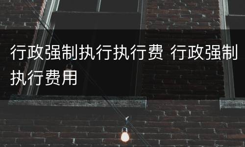 行政强制执行执行费 行政强制执行费用