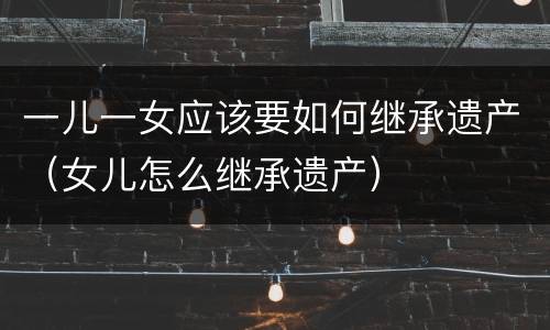 一儿一女应该要如何继承遗产（女儿怎么继承遗产）