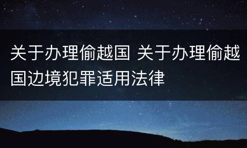关于办理偷越国 关于办理偷越国边境犯罪适用法律