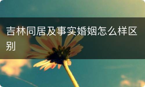 吉林同居及事实婚姻怎么样区别