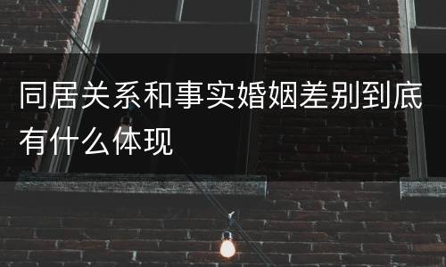 同居关系和事实婚姻差别到底有什么体现