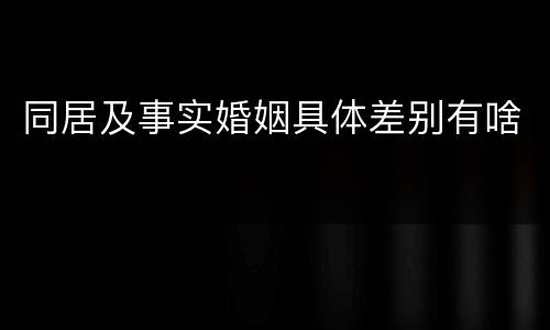同居及事实婚姻具体差别有啥