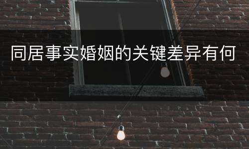 同居事实婚姻的关键差异有何