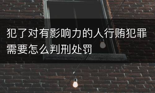 犯了对有影响力的人行贿犯罪需要怎么判刑处罚