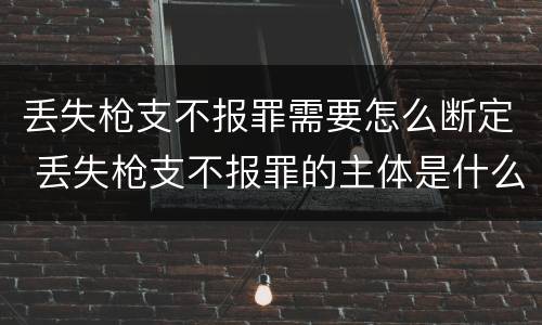 丢失枪支不报罪需要怎么断定 丢失枪支不报罪的主体是什么
