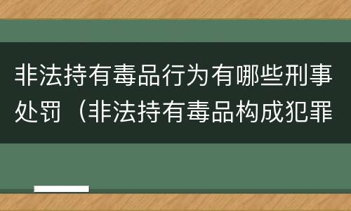 非法持有毒品行为有哪些刑事处罚（非法持有毒品构成犯罪吗）