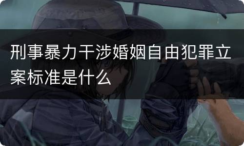 刑事暴力干涉婚姻自由犯罪立案标准是什么