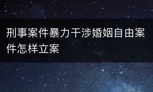 刑事案件暴力干涉婚姻自由案件怎样立案