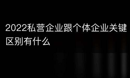 2022私营企业跟个体企业关键区别有什么