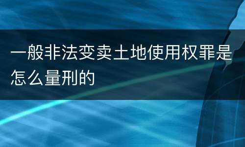 一般非法变卖土地使用权罪是怎么量刑的