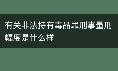 有关非法持有毒品罪刑事量刑幅度是什么样