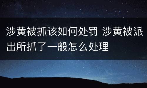 涉黄被抓该如何处罚 涉黄被派出所抓了一般怎么处理