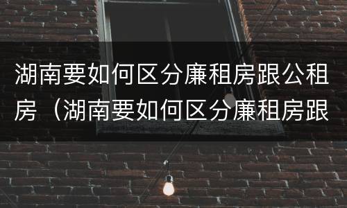 湖南要如何区分廉租房跟公租房（湖南要如何区分廉租房跟公租房的区别）