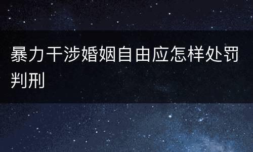 暴力干涉婚姻自由应怎样处罚判刑