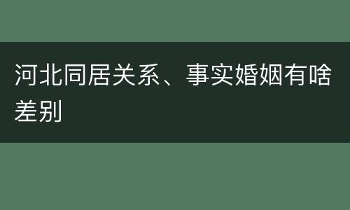 河北同居关系、事实婚姻有啥差别