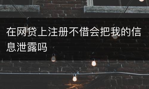 在网贷上注册不借会把我的信息泄露吗